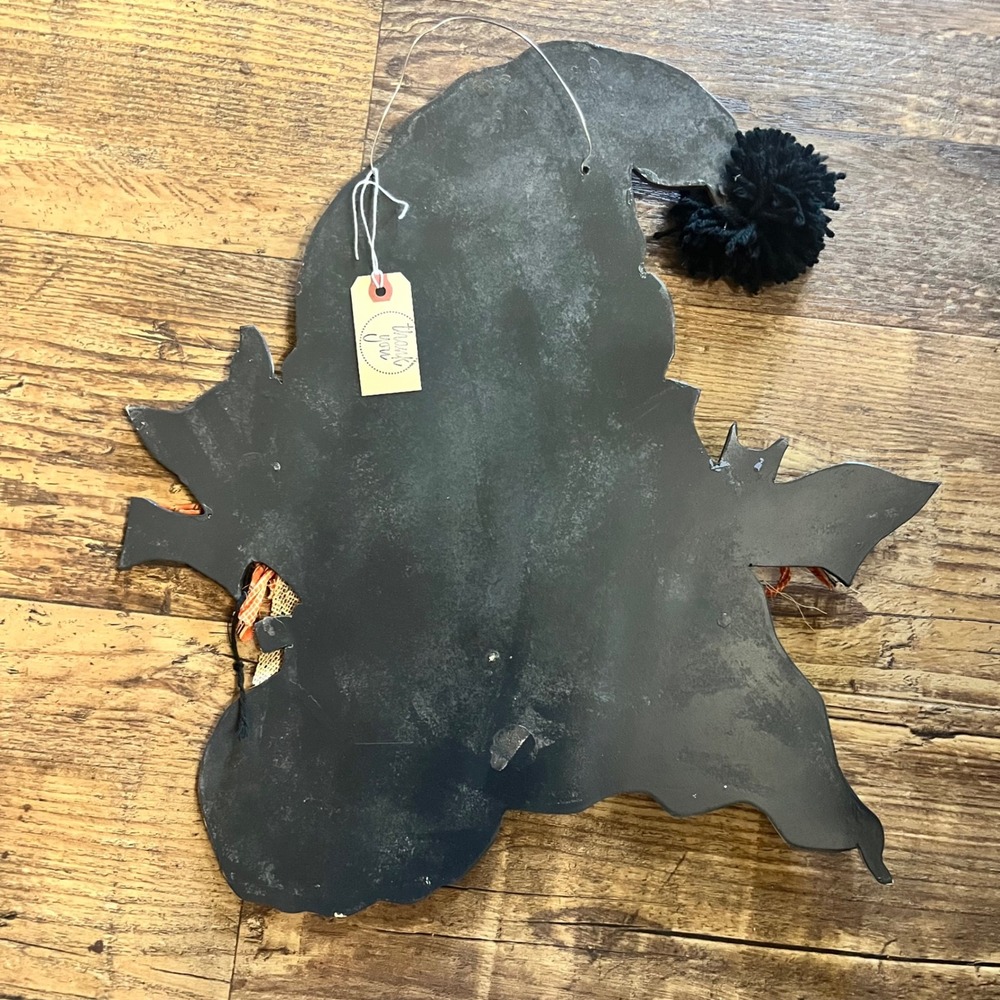 Halloween Ghost Wooden Door Hanger Boo Banner Pumpkin Bats Wall Decor 21x19 - Picture 11 of 11